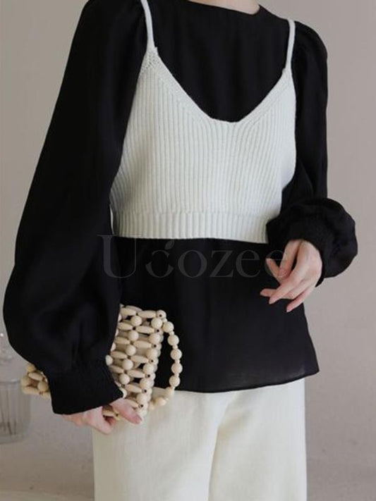 Casual Puff Sleeves Blouses