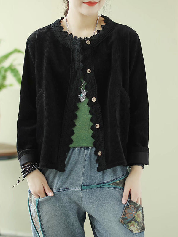 Corduroy Lace Split-Joint Jacket