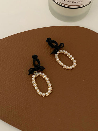 Original Pearls Bow Geometry Earrings