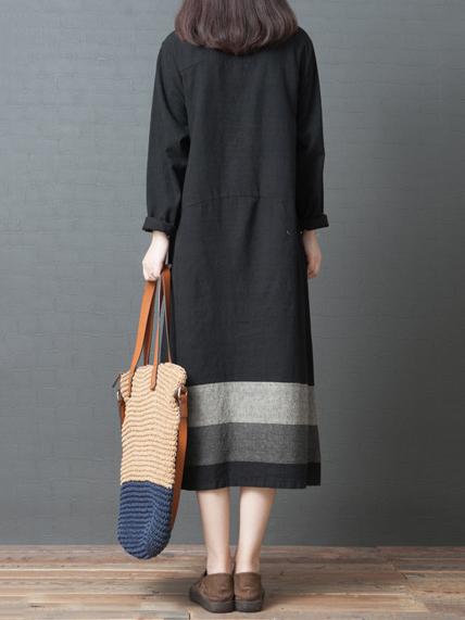 Ramie Cotton Loose Plus Size Midi Dresses