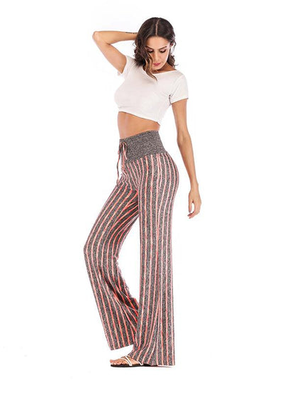 Striped 6 Colors Wide Leg Casual Pants