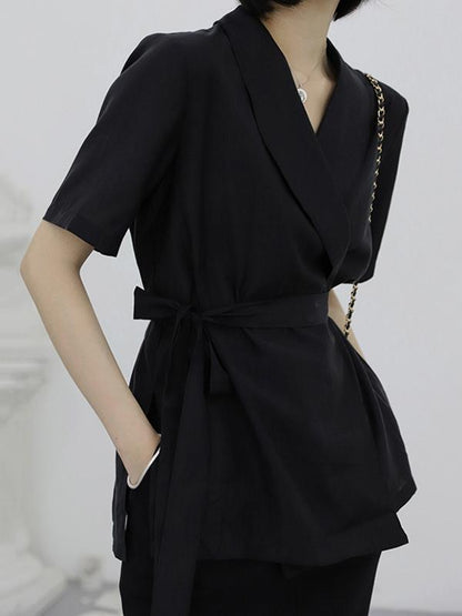 Literary Lace-up Slim Shirt