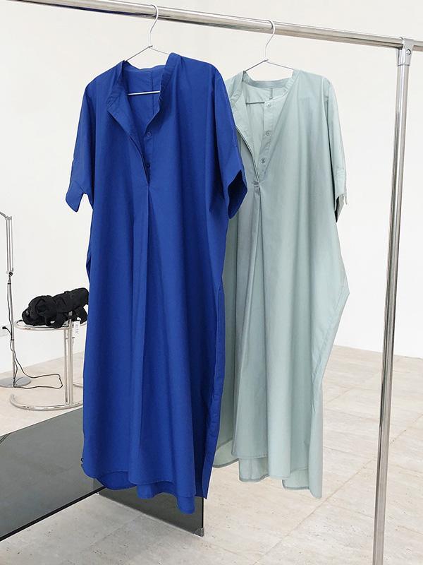 Original Solid Round-Neck Shirt Dress