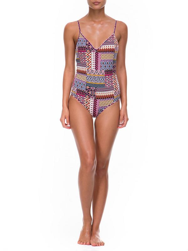 Conservative Spaghetti Strap One Piece Swimsuit