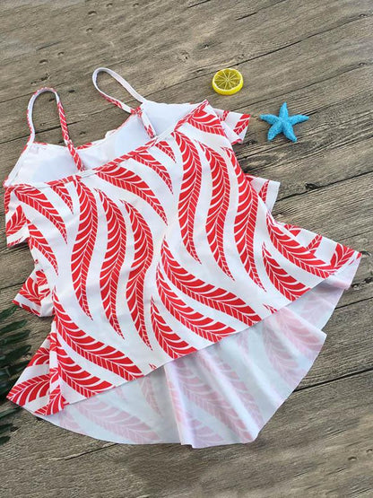 Falbala Plain Bottom Tankini Swimsuit