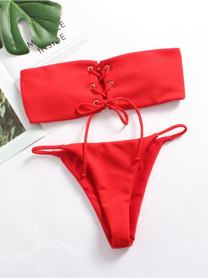 Bandeau Crisscross Bikinis Swimwear