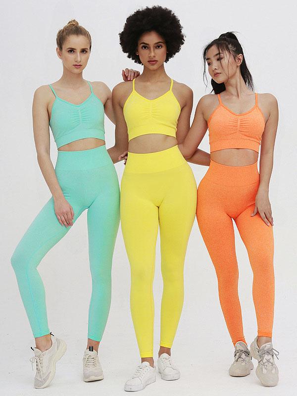 Sexy Solid Sleeveless Spaghetti-Neck Yoga Suits