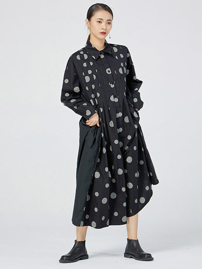 Casual Loose Long Sleeve Polka-Dot Jumpsuits Bottoms