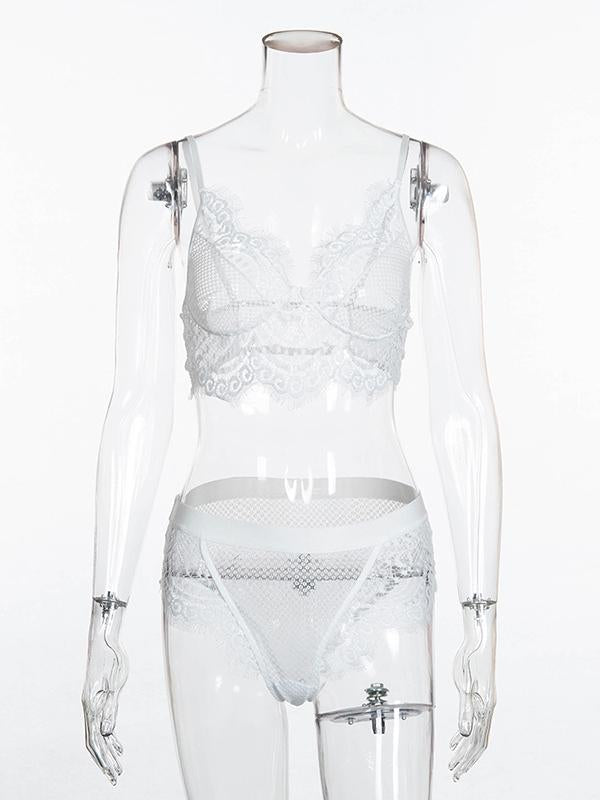 Eyelash Lace See-Through Lingerie Set