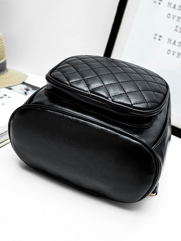 Original Solid Color Zipper PU Backpack