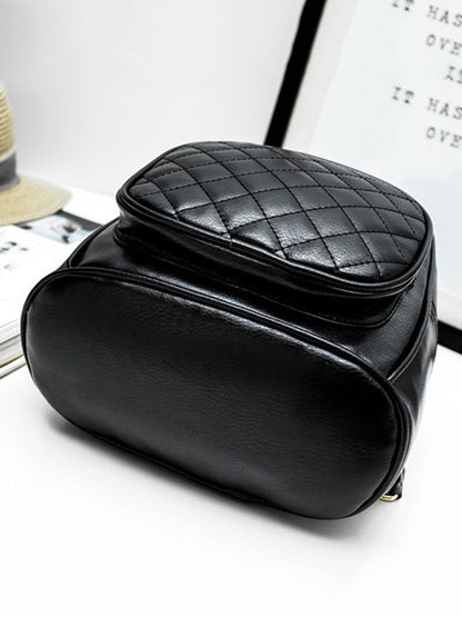 Original Solid Color Zipper PU Backpack