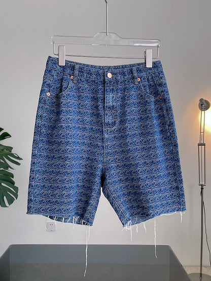 Stylish High Waisted Printed Fringed Fifth Jean Pants