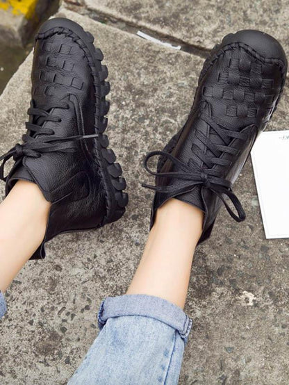 Solid Color Leather Bandage Booties