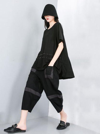 Loose Elastic Waist Design Wide Leg Pants