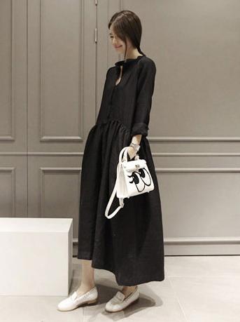 Ramie Cotton Loose Maxi Dresses