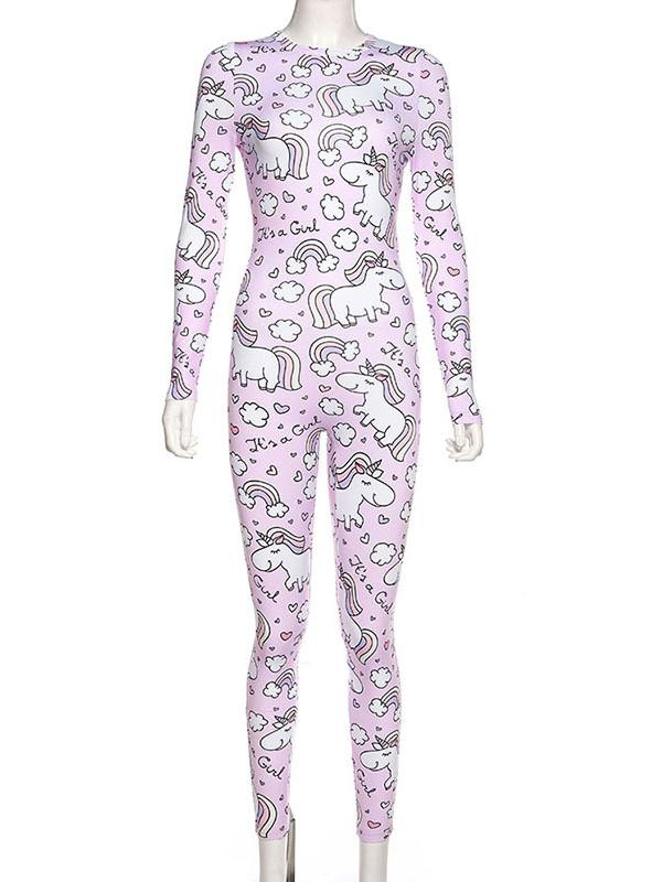 Round-Neck Printed Breathable Yoga&Gym Jumpsuits