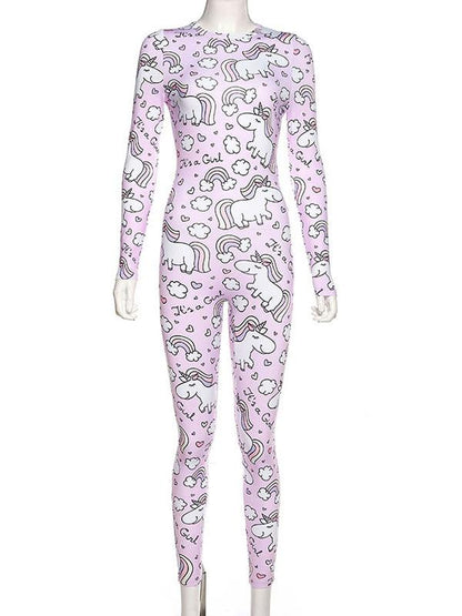 Round-Neck Printed Breathable Yoga&Gym Jumpsuits