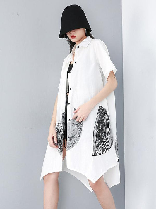 Ink Printed Cropped Shirt Dress