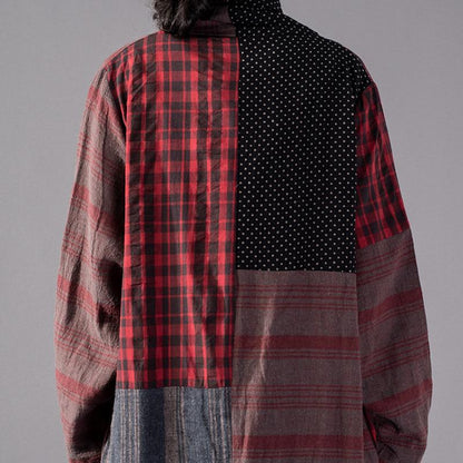 Stripe Plaid Dot Split Hem Retro Dress