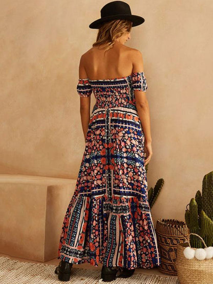 Strapless Printed Bohemia Maxi Dress