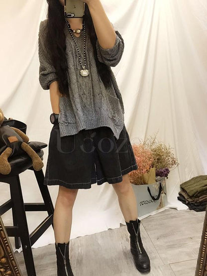 Original Printed High-low Pocket Sweater