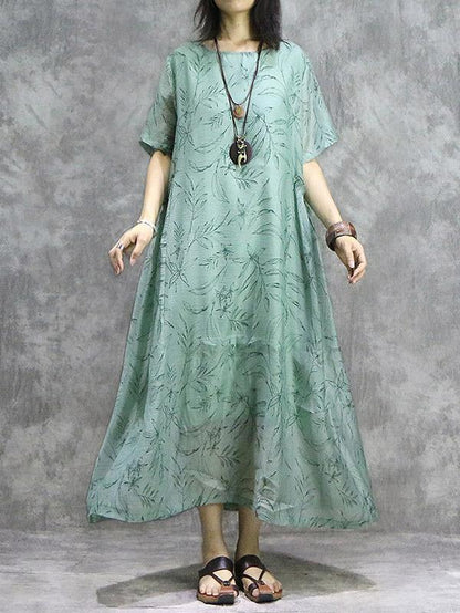 New Original Oversize Printed Split-joint Maxi Dress
