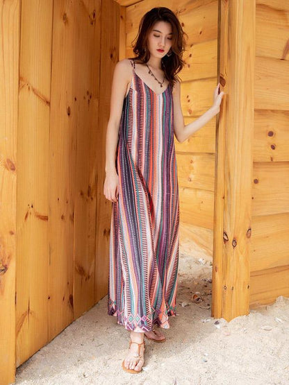 Chic Loose Striped Maxi Dress