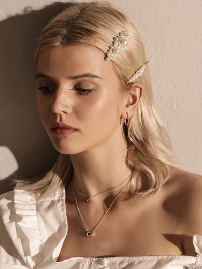 Faux Pearl Hair Clip Beaded Metal Slide In Hair Clip
