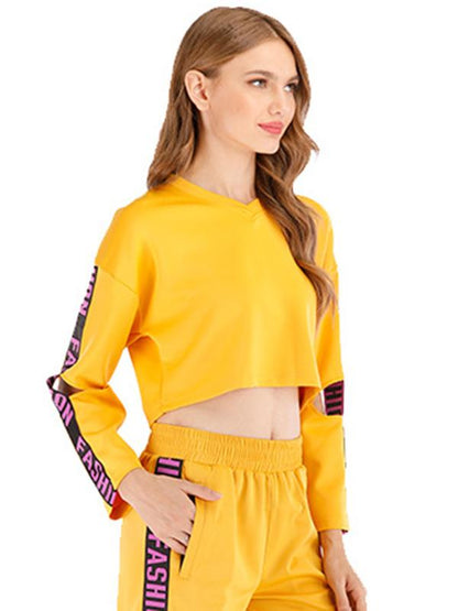Letter Printed Split-Joint Sports Suits
