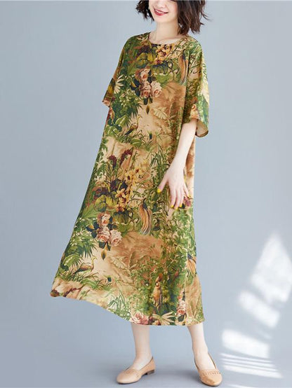 Oversize Short Sleeves Printed Dress
