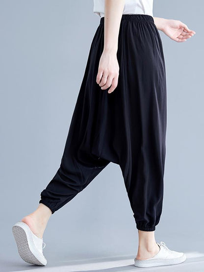 Solid Elastic Waist Design Pants
