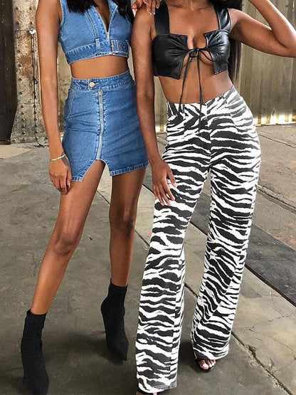 Zebra Stripes High Waist Casual Pants