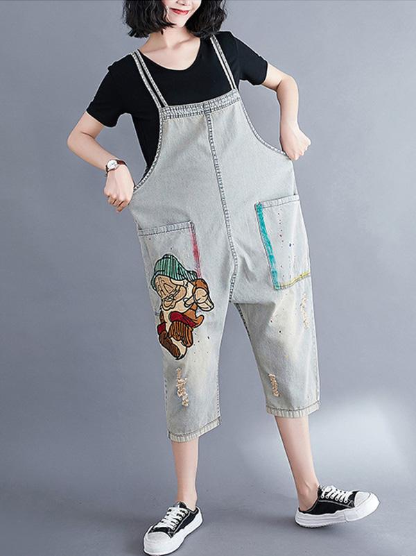 Original Cartoon Print Harem Jumpsuits