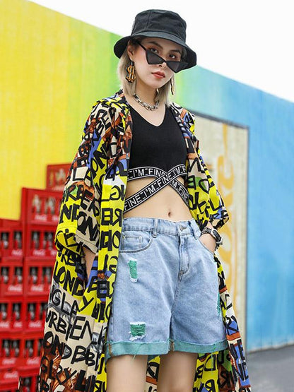 Loose Oversize Letter Cool Sun Protection Coat