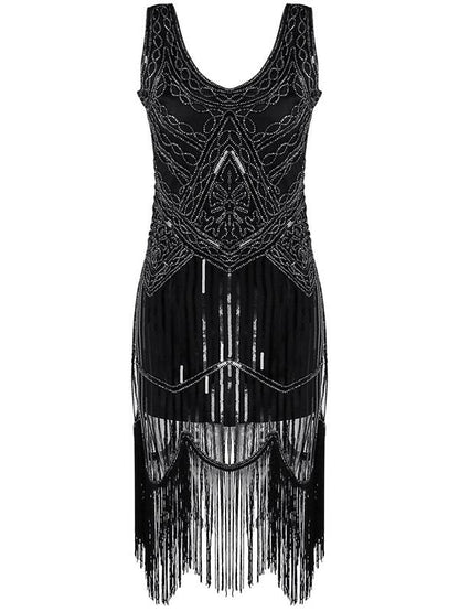 Black Fringed Evening Dress