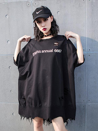 Oversize Shredded Long T-Shirt