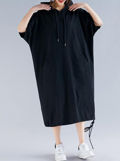 Oversize Solid Hooded Dress