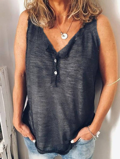 Casual V-neck Sleeveless T-Shirt