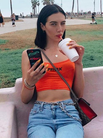 Letter Printed Crop Tanks
