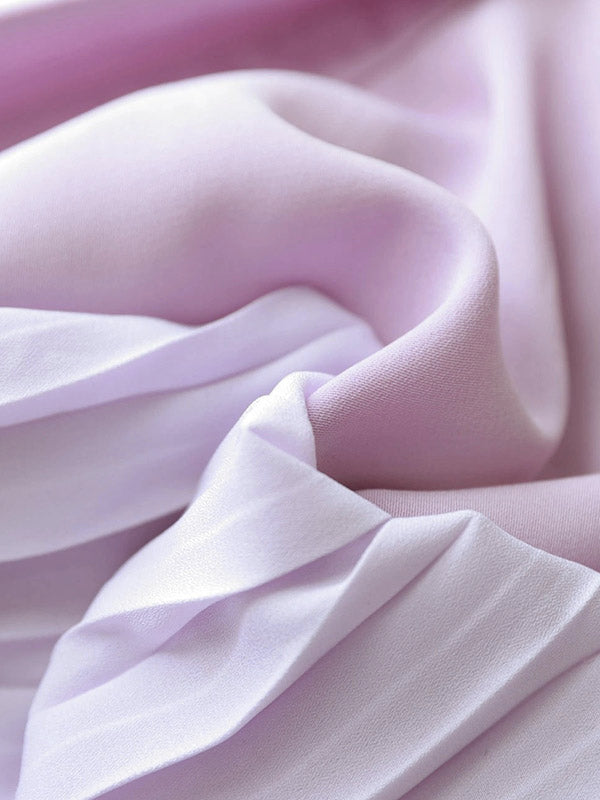 Stylish Solid Color High-Low Pleated Split-Joint Half Sleeves Blouse