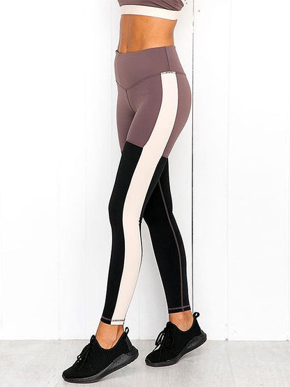 Split-joint Color Block Skinny Leg Vest Top Yoga Suit