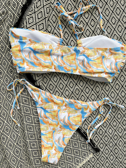 Halterneck Floral Printed Bikini Swimwear