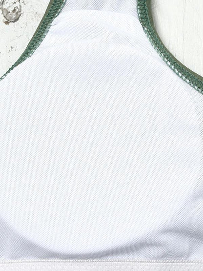 Hollow Back Plain One-piece Swimwear