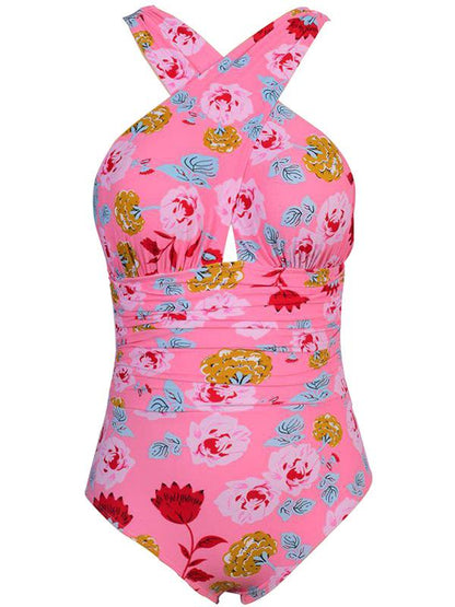 High Waisted Printed Plus Size Swimwear