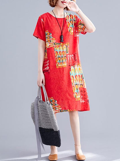 Loose Oversize Printed Dress