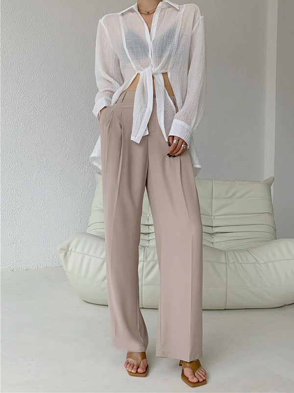 Leisure Solid Knitting Sun-Protection Blouse Tops