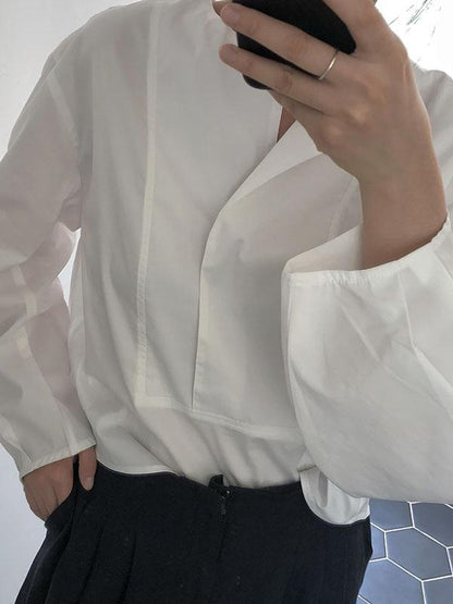 SIMPLE RETRO LOOSE WHITE SHIRT