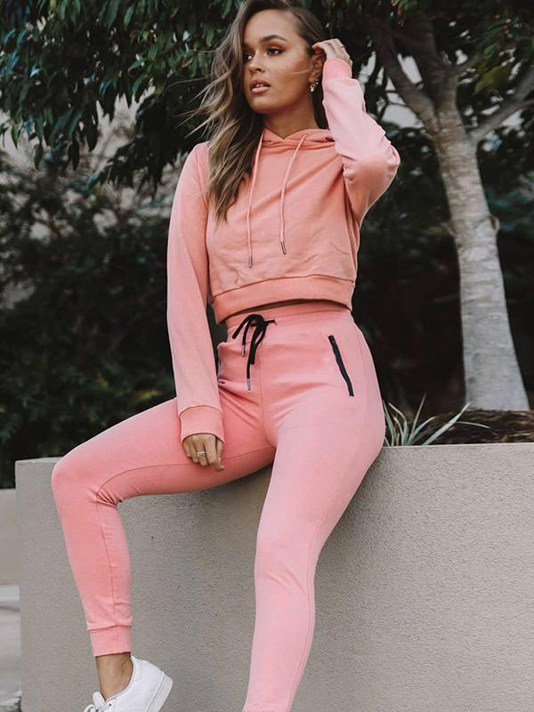 Solid Drawstring Lift-hip Leggings