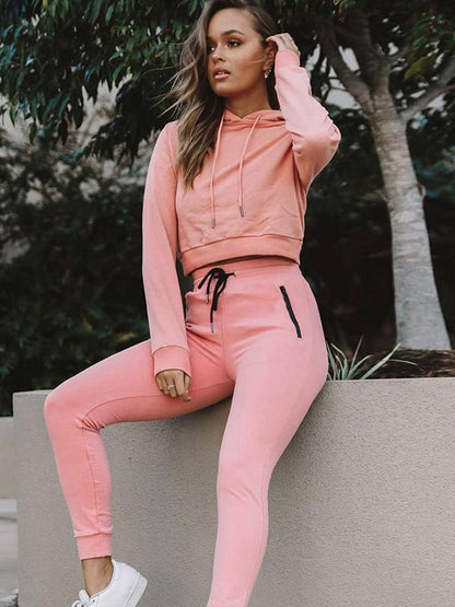 Solid Drawstring Lift-hip Leggings