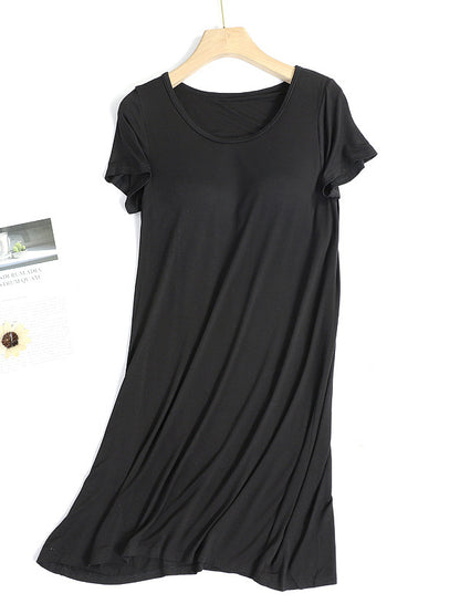 Comfortable 5 Colors Round-Neck Short Sleeves Pajama Dress
